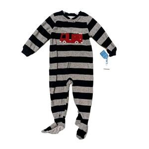 Carter’s 24 Month Red Fire Truck Footed Fleece Sleeper 2 way Zip Gray Oekotex
